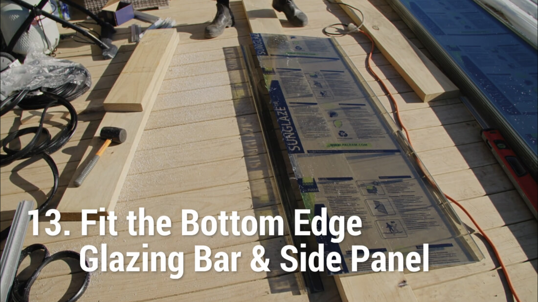 How to Install Suntuf - Fit The Bottom Edge Glazing Bar & Side Panel
